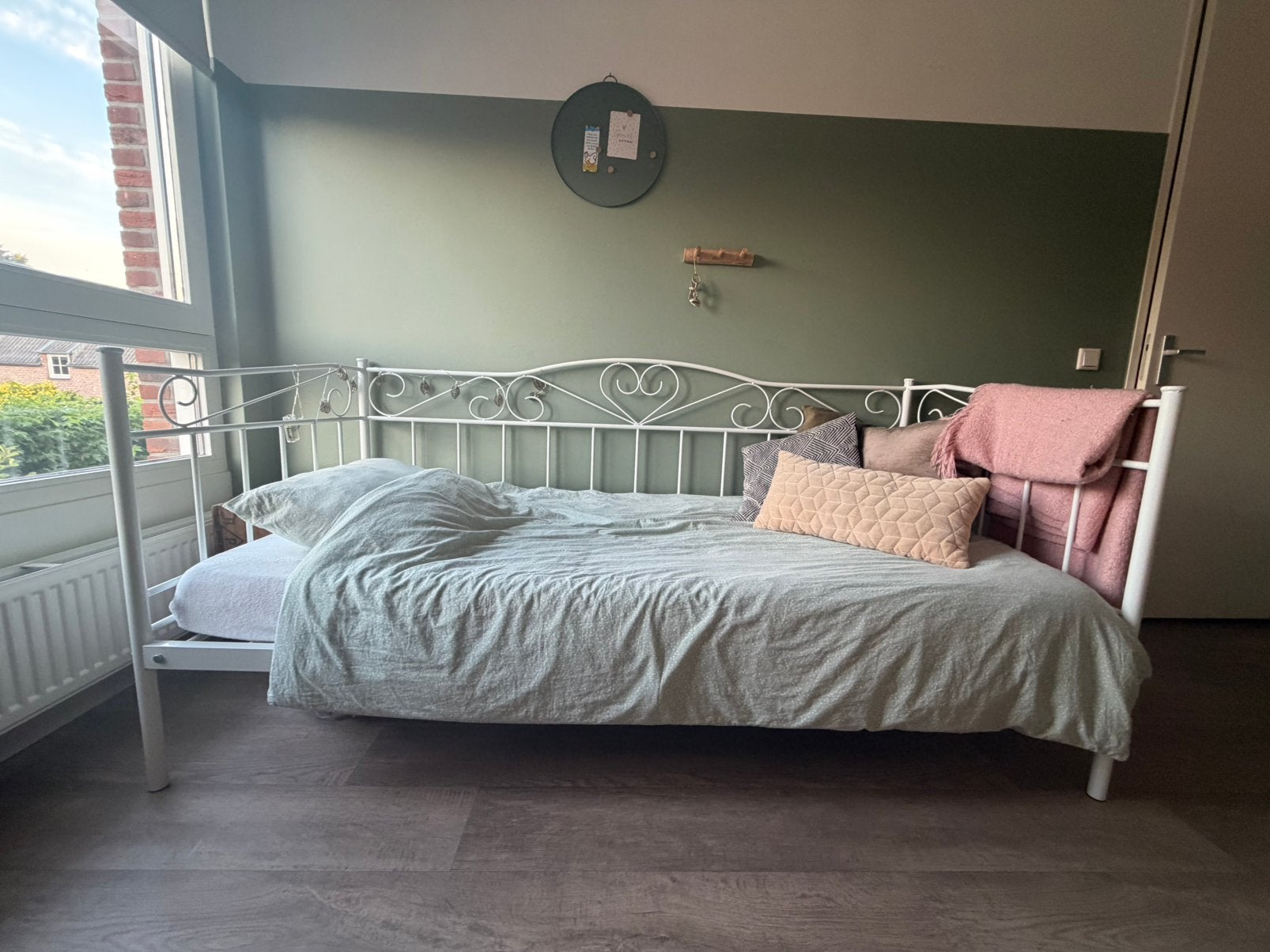 Wit spijlen bed, eenpersoons, Ophalen, Gebruikt, 90 cm, Eenpersoons