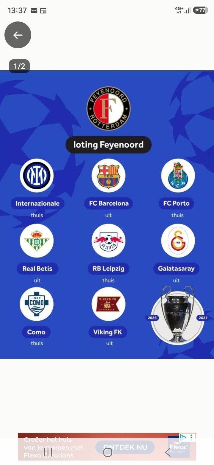 FEYENOORD passe partout feyenoord champignons league thuis, Tickets en Kaartjes, Seizoenskaart, Eén persoon, Oktober, Europa of Champions League