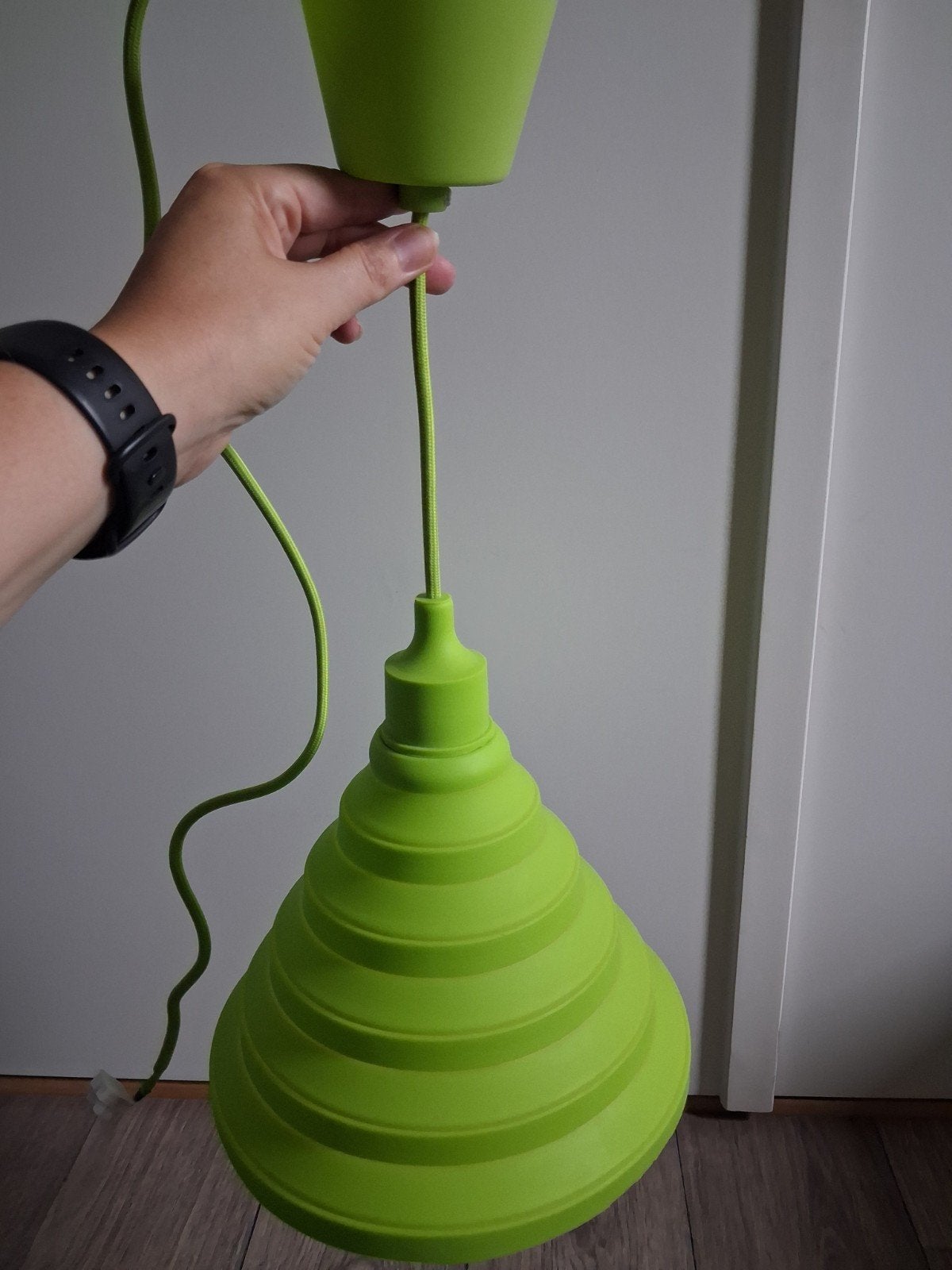 Leuke appelgroene siliconen hanglamp, Ophalen of Verzenden, Zo goed als nieuw, Lamp