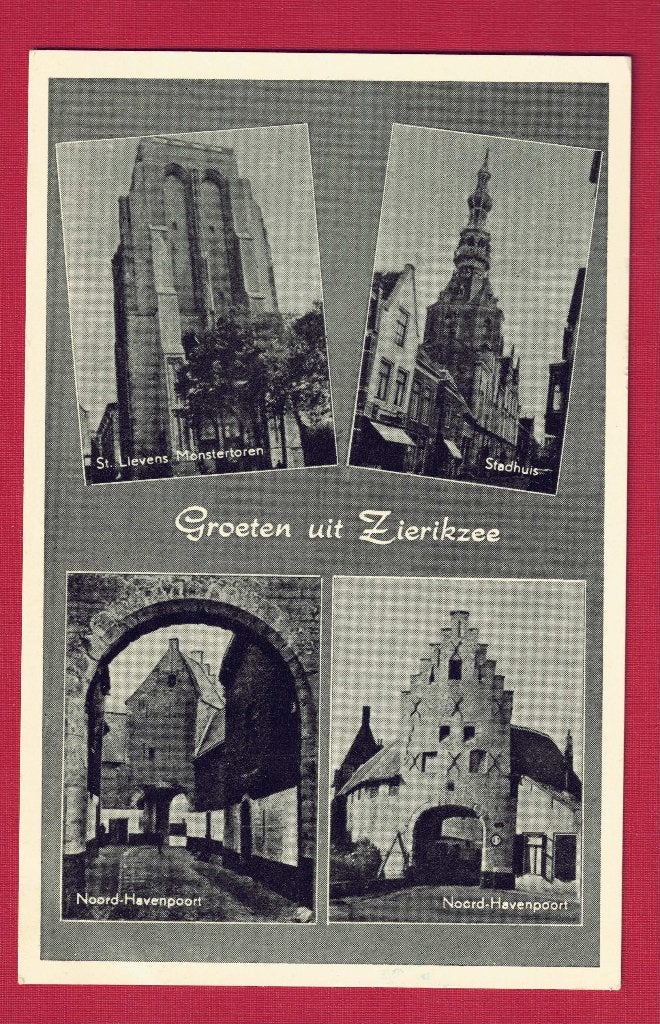 Zierikzee - 4-luik - o.a. Stadhuis - 1966 (pst.st. Baarn), Ophalen of Verzenden, 1960 tot 1980, Gelopen, Zeeland