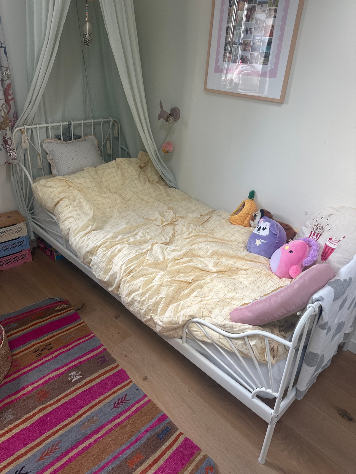 IKEA Minnen meegroeibed wit, inclusief lattenbodem, Ophalen, Verstelbaar, Eenpersoons, Wit