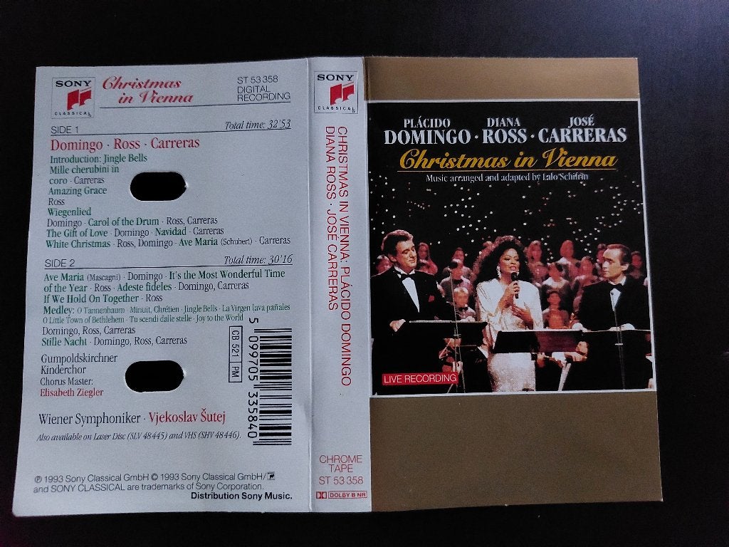 DOMINGO. DIANA ROSS. JOSÉ CARRERAS-CHRISTMAS IN VIENNA (MC), Overige genres, 1 bandje, Ophalen of Verzenden, Zo goed als nieuw
