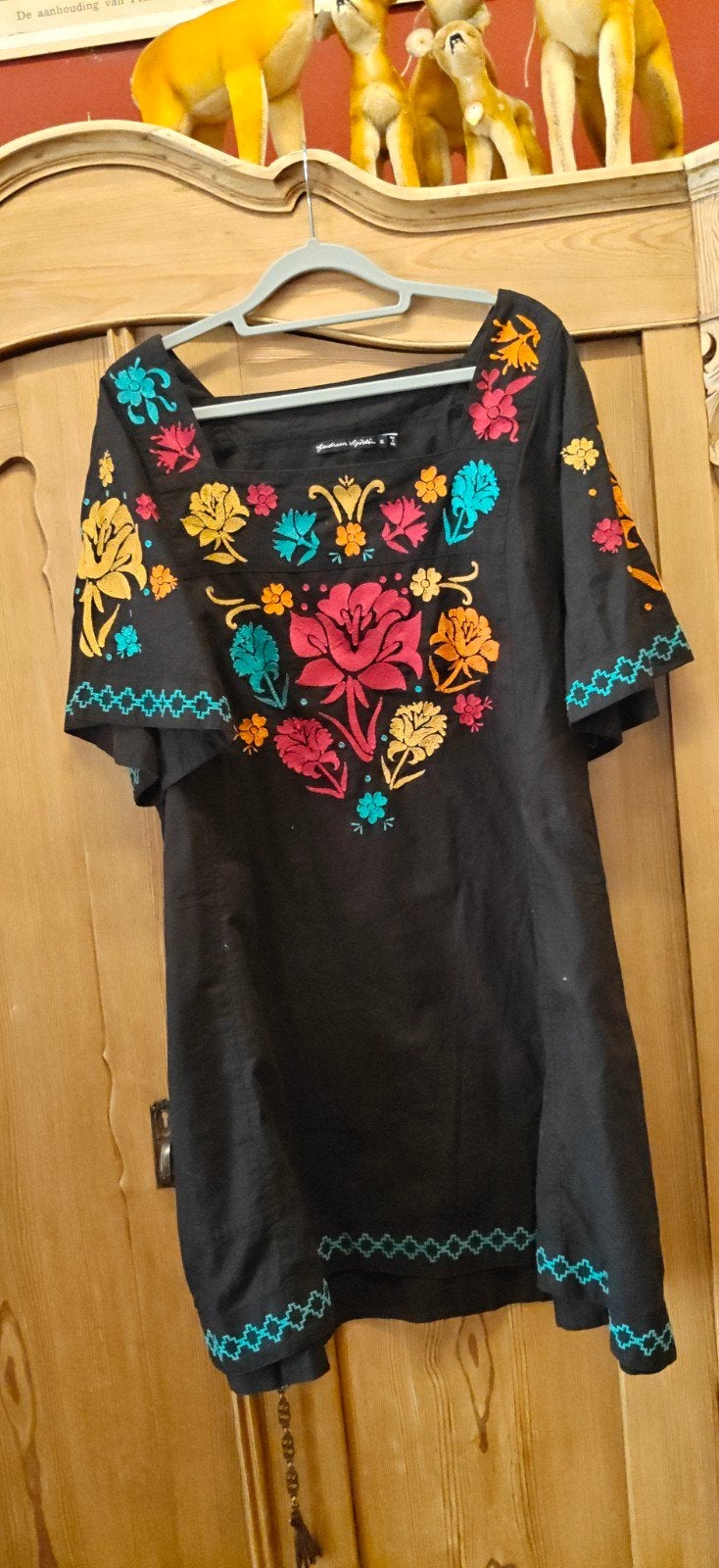 xl nieuwe Gudrun Sjoden jurkje geborduurd zwart katoen, Ophalen of Verzenden, Nieuw, Zwart, Jurk