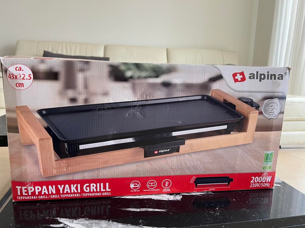 alpina Teppanyaki Bakplaat - Tafelgrill - Anti-aanbaklaag, Ophalen of Verzenden, Zo goed als nieuw