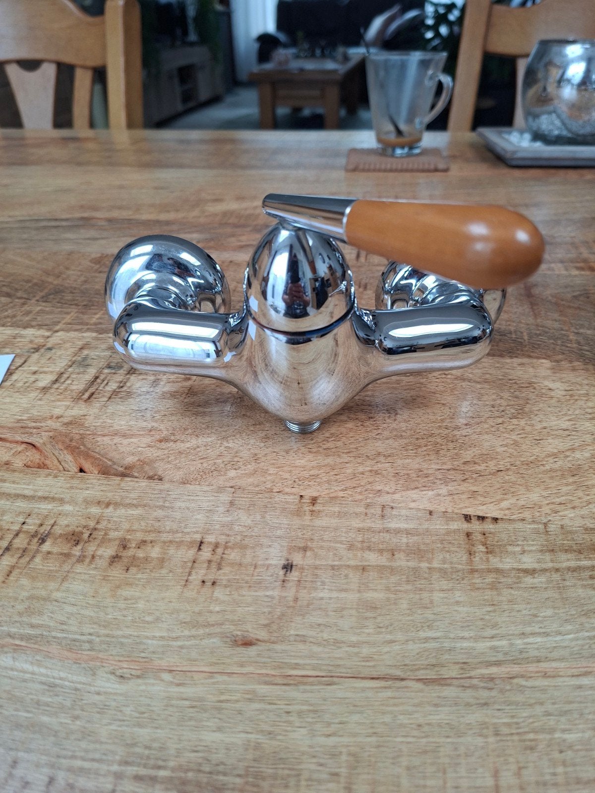 Nieuwe chrome douchekraan met houten handvat+wastafelkraan, Ophalen, Nieuw, Chroom, Kraan