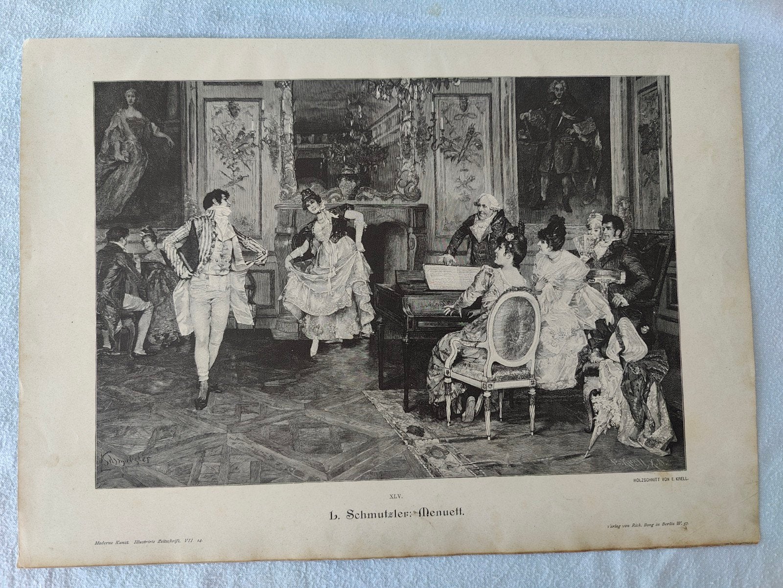 Gravure prent Schmutzler's Menuett, Dagelijks leven, 1800 - 1899, Ophalen of Verzenden, Origineel