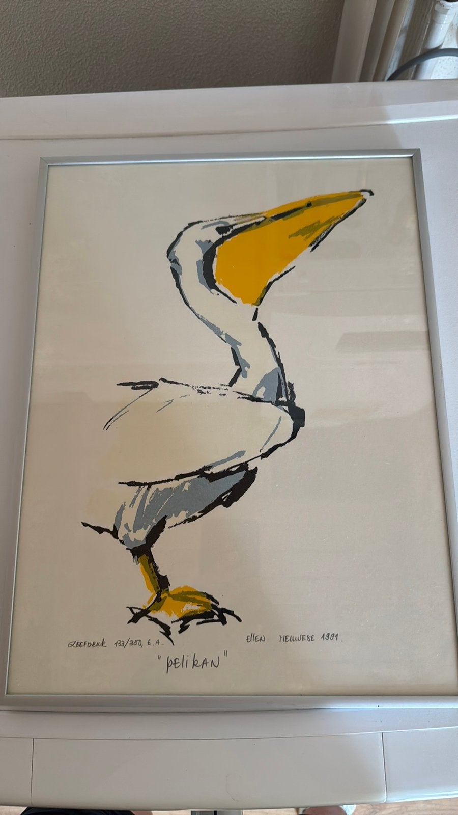 ‘Pelikan’ zeefdruk, 1991, Ellen Meuwese, Ophalen of Verzenden