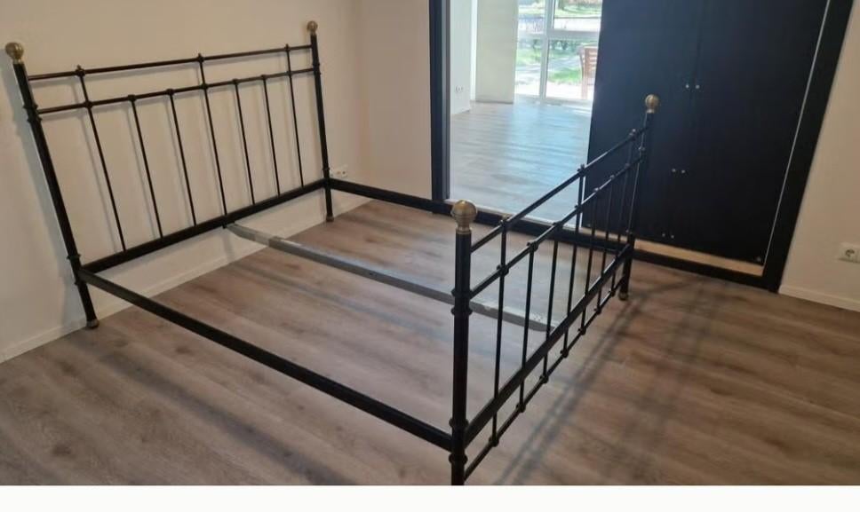 IKEA Spijlen Bedframe 160x200 - Zwart Metaal, Gebruikt, Zwart, Tweepersoons, Ophalen of Verzenden