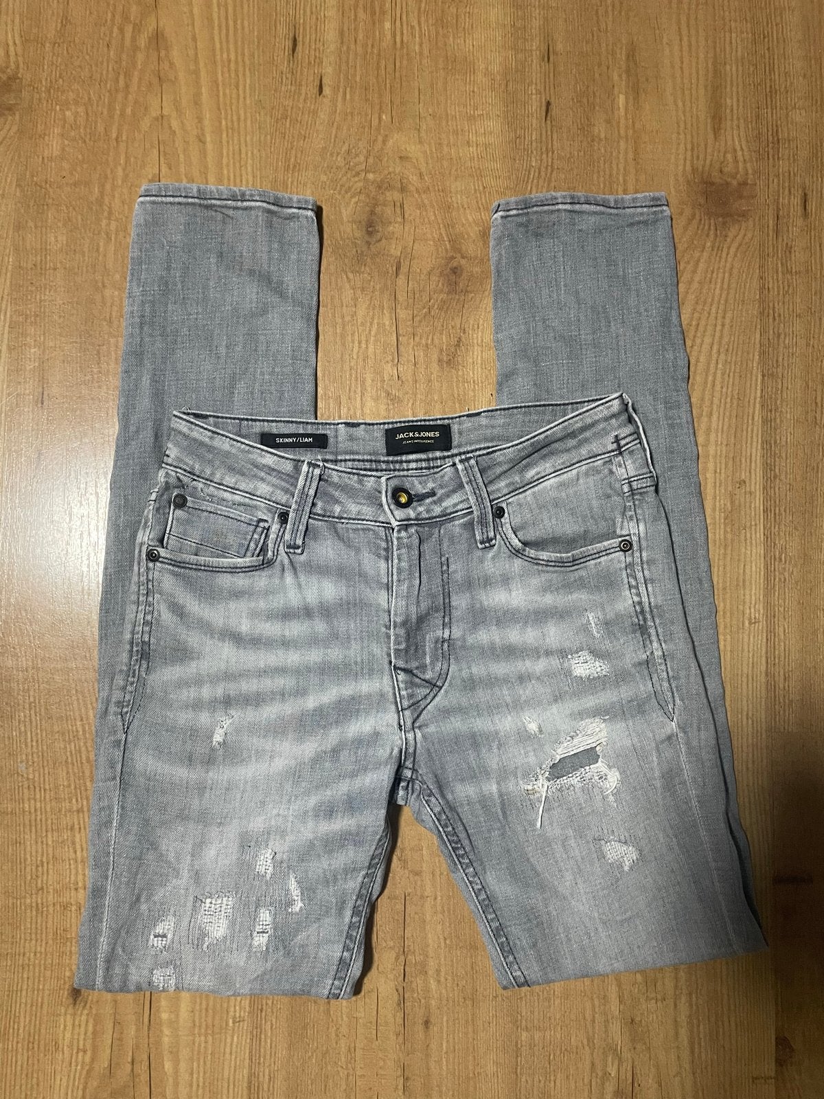Jack & Jones Skinny/Liam Jeans - Grijs - W32, Ophalen of Verzenden, Zo goed als nieuw, Grijs, W32 (confectie 46) of kleiner