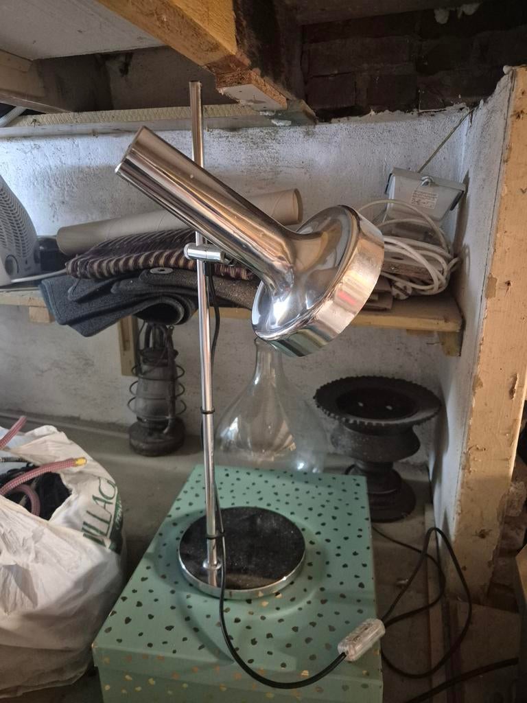 Vintage Chromen Bureaulamp, Ophalen of Verzenden