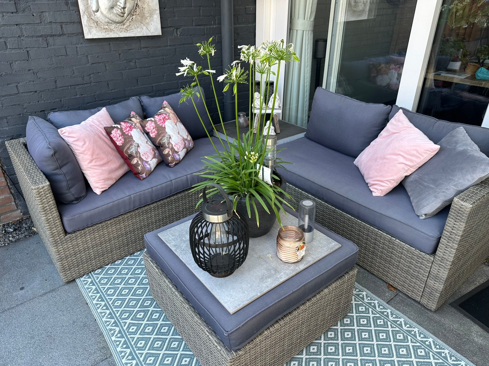 Lounge set 4 delig, Ophalen, 5 zitplaatsen, Kunststof, Zo goed als nieuw