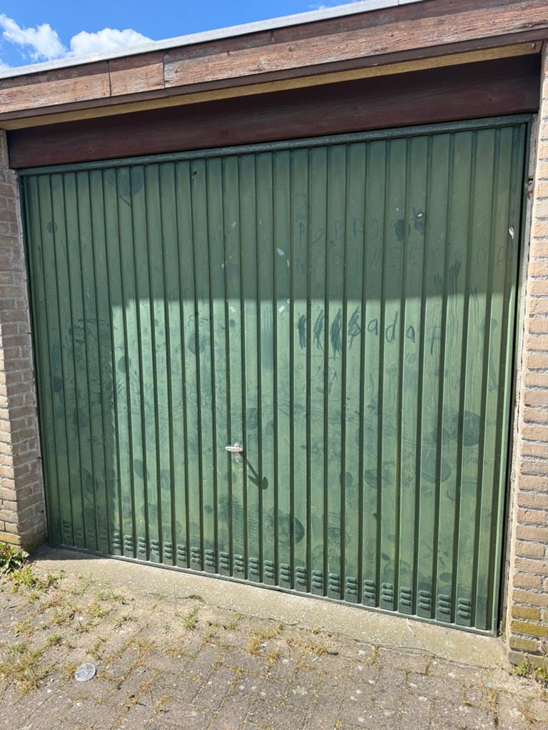 Gebruikte Garagedeur - Groen, Metaal+ sleutels gedemonteerd, Ophalen, Gebruikt, 120 cm of meer, Garagedeur