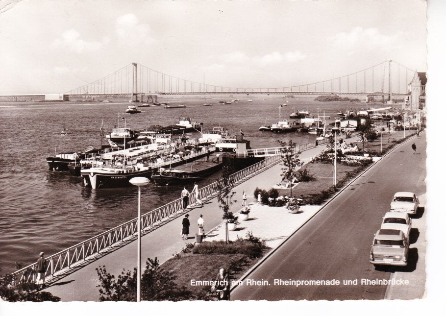 EMMERICH am Rhein. Rheinpromenade und Rheibrücke. 02-07, Ophalen of Verzenden, 1940 tot 1960, Gelopen, Duitsland