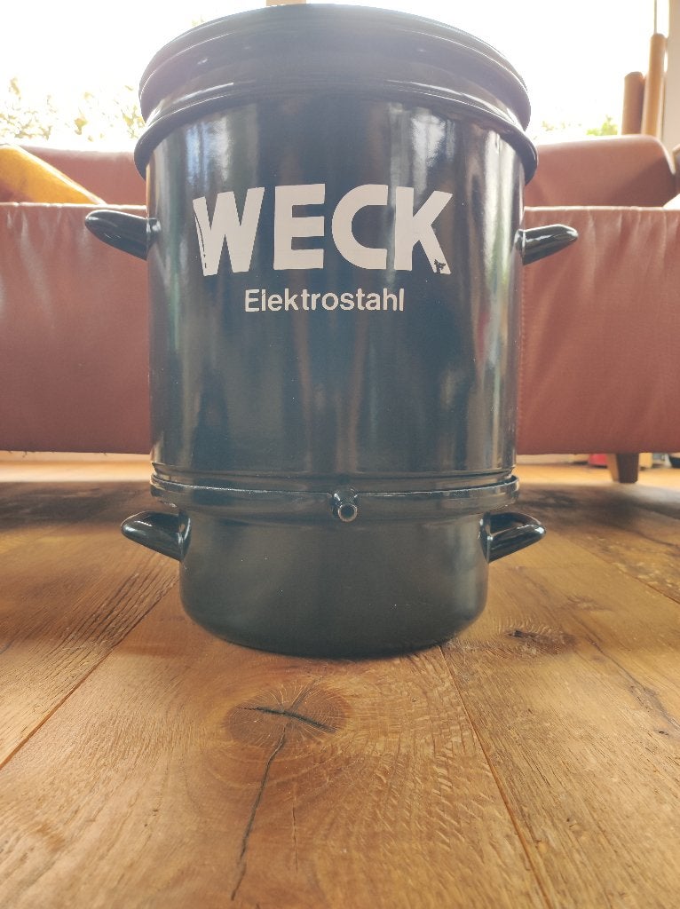 Weck stoomontsapper – zwart geëmailleerd, met aftapslang, Huis en Inrichting, Keuken | Potten en Pannen, Ophalen, Gebruikt, Overige typen