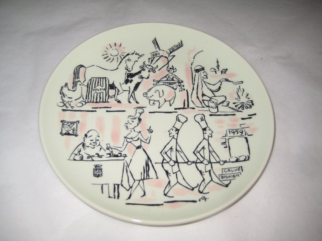 jubileumbordje calve/nof delft 1884-1959 (goedewaagen/v gool, Antiek en Kunst, Ophalen of Verzenden
