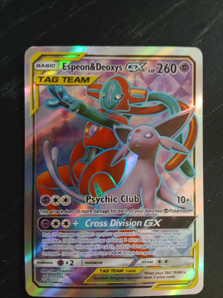Pokémon Kaart Espeon & Deoxys GX 177/173, Ophalen of Verzenden, Zo goed als nieuw, Losse kaart