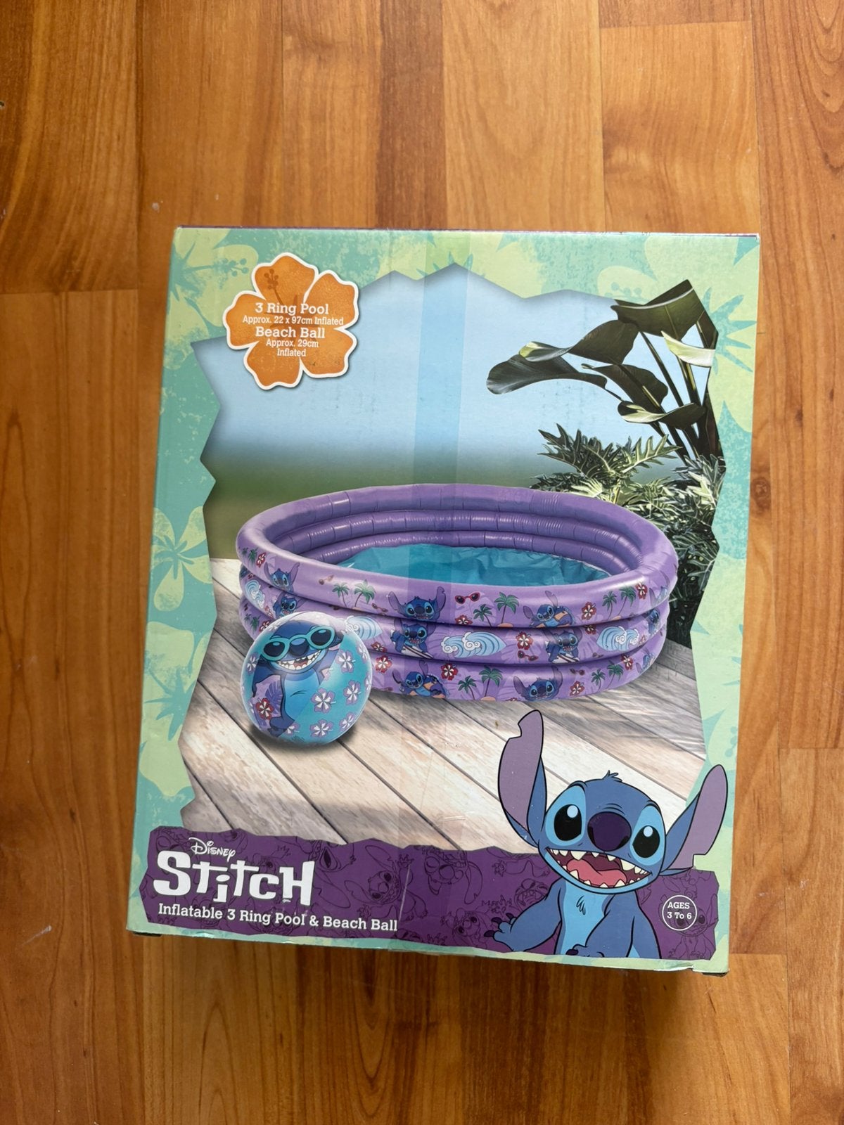 Disney Stitch Opblaasbaar 3-Rings Zwembad & Strandbal, Ophalen of Verzenden, Nieuw, Jongen of Meisje