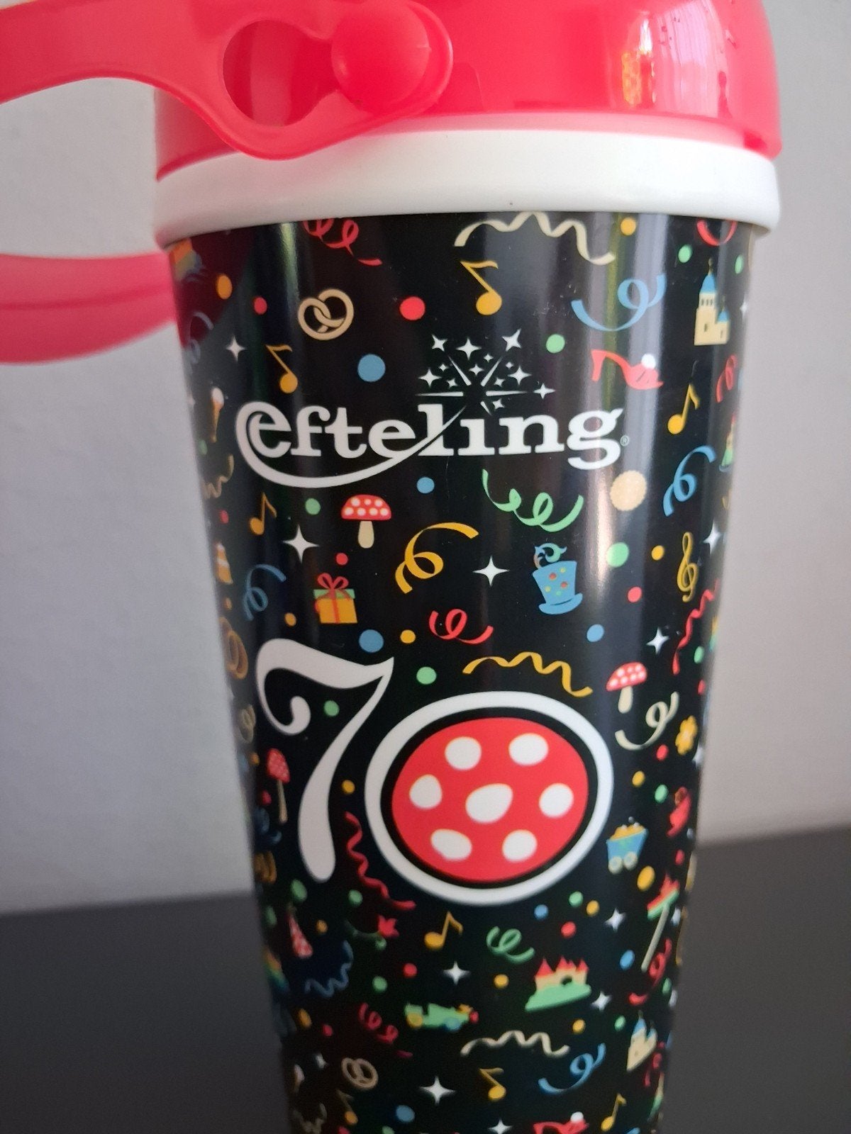 Efteling 70 jaar drinkbeker met rietje, Ophalen of Verzenden, Gebruiksvoorwerp