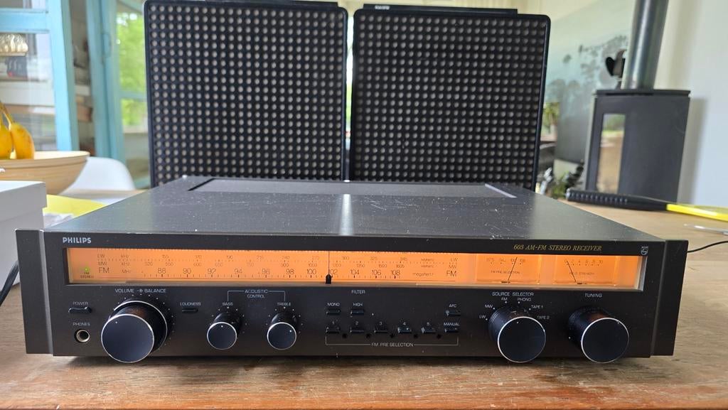 Philips AH603 receiver + Bauer L40 HiFi luidsprekers – compl, Ophalen of Verzenden, Minder dan 60 watt, Overige merken