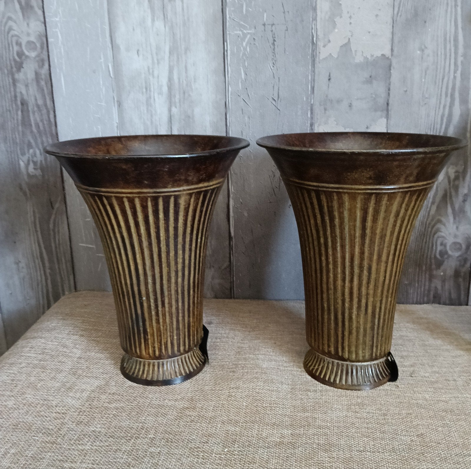 Metalen vazen/potten - Leuk voor Kerst, Gebruikt, Bruin, Met patroon/structuur, Onbekend
