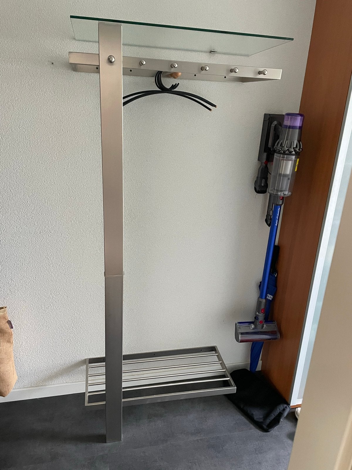 Moderne kapstok metaal met glasplaat en rekje, Gebruikt, Metaal, 150 tot 200 cm, Ophalen