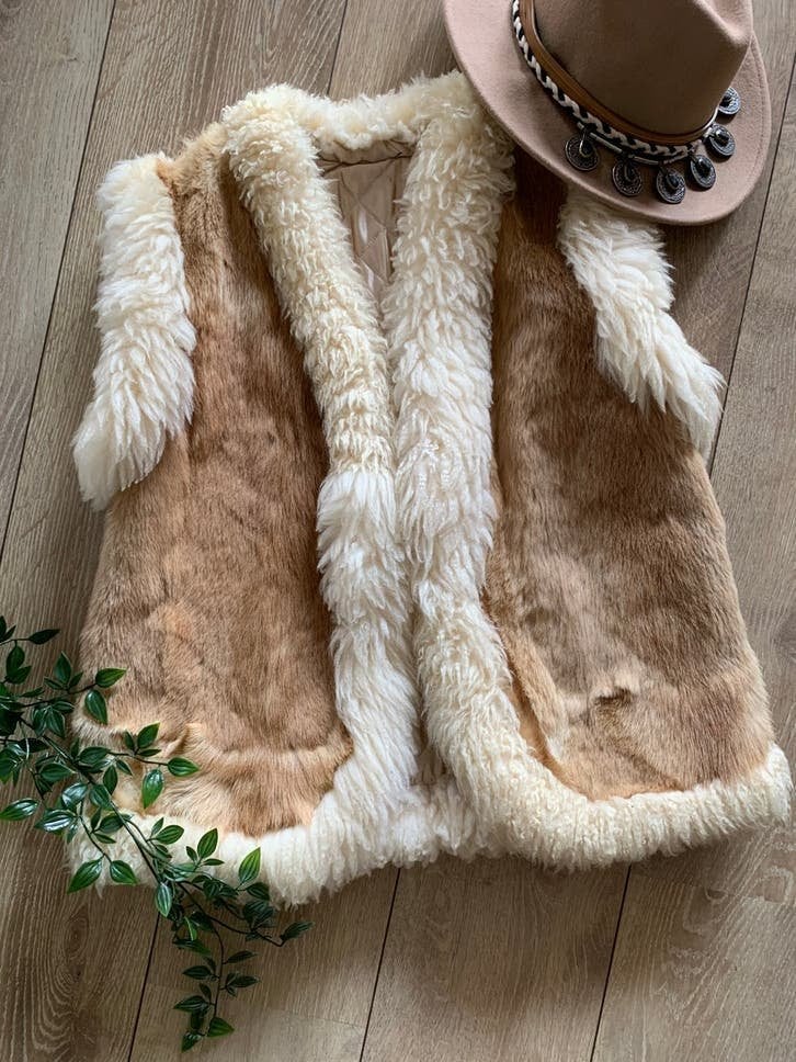 Vintage afghaanse waistcoat M L bohemian wollen gilet, -, Maat 42/44 (L), Ophalen of Verzenden, Zo goed als nieuw