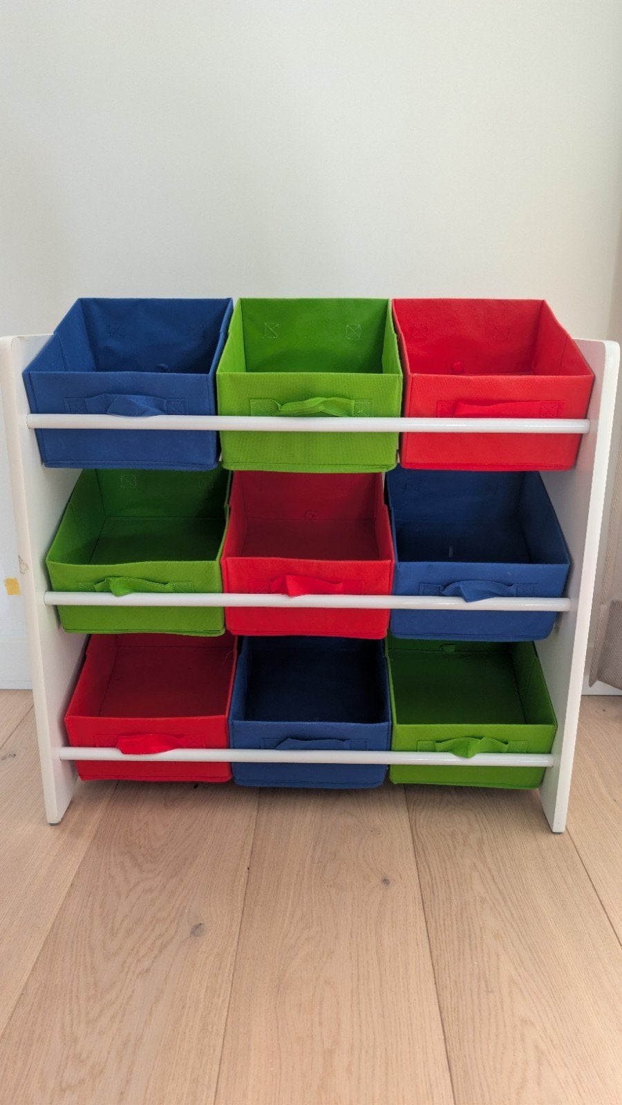 Opbergkast met 9 gekleurde bakken - 66x66x30 cm, Zo goed als nieuw, Minder dan 50 cm, Ophalen, Minder dan 90 cm