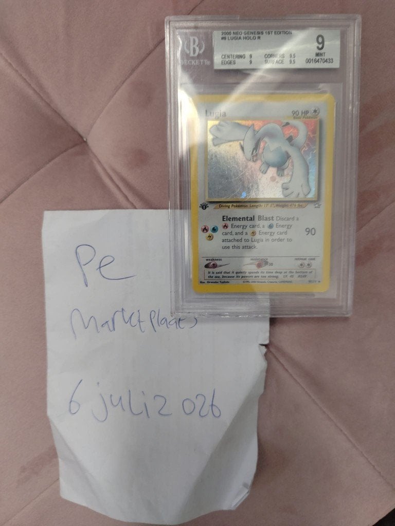 Pokemon kaart Lugia 1st Edition #9 Pokemon Neo Genesis BGS 9, Ophalen of Verzenden, Zo goed als nieuw, Losse kaart, Foil
