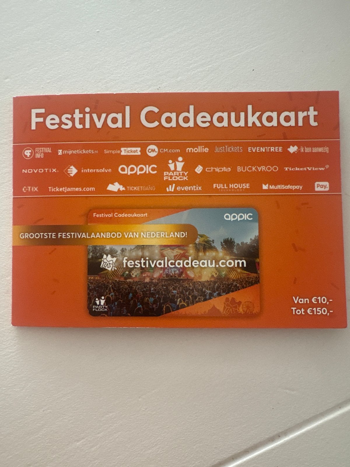 Festival Cadeaukaart, Eén persoon