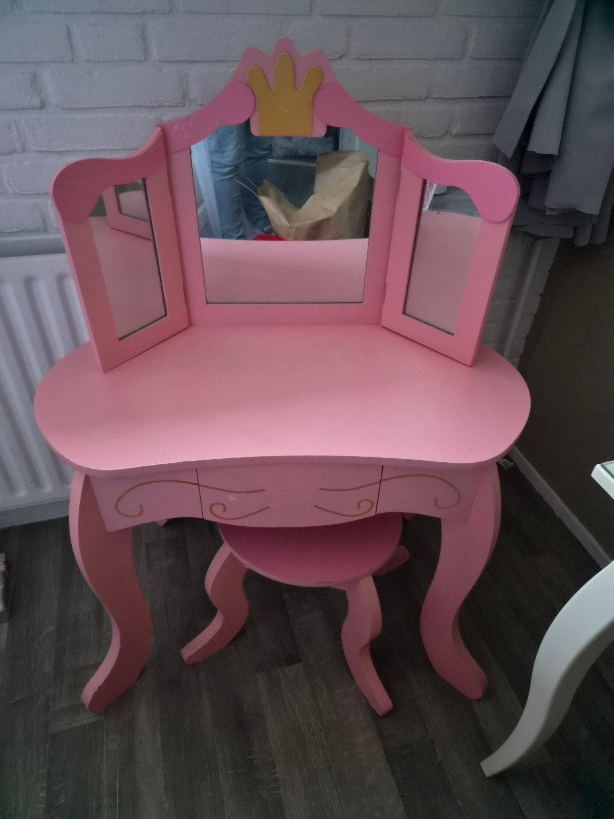 Roze kaptafel met krukje voor kleine prinses, Ophalen, Minder dan 50 cm, Gebruikt, Prinses, Speels, Klassiek