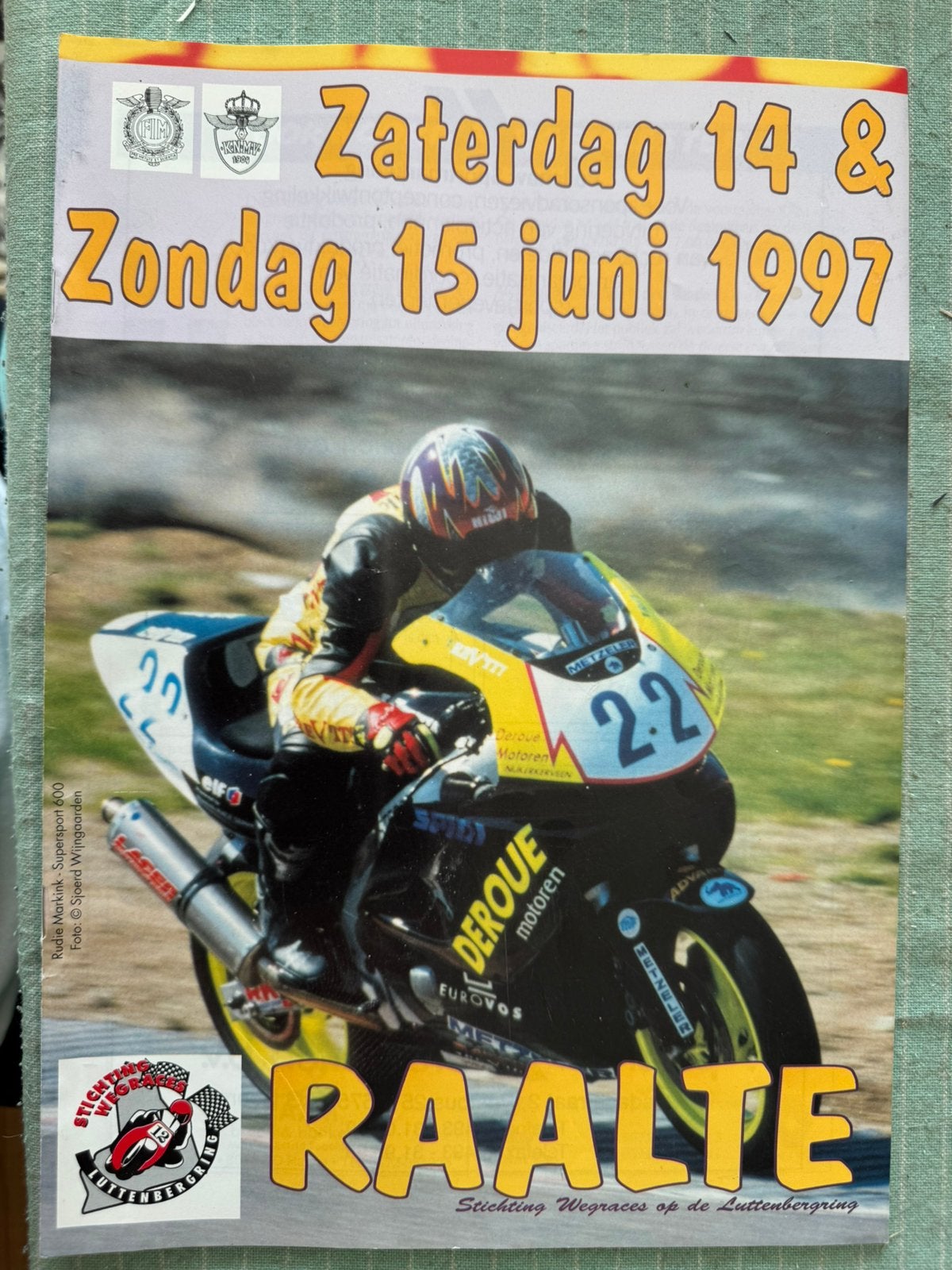 Programma blad 1997 Raalte Races Luttenbergring, Verzenden, Gebruikt, Motoren