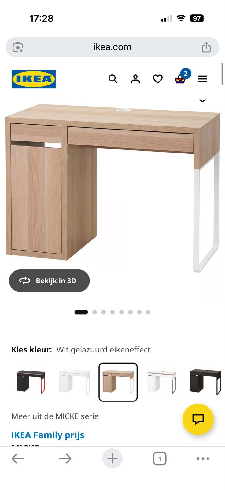GRATIS- IKEA Micke Bureau - Wit eiken, Ophalen, Demontabel, Gebruikt, Spaanplaat of MDF