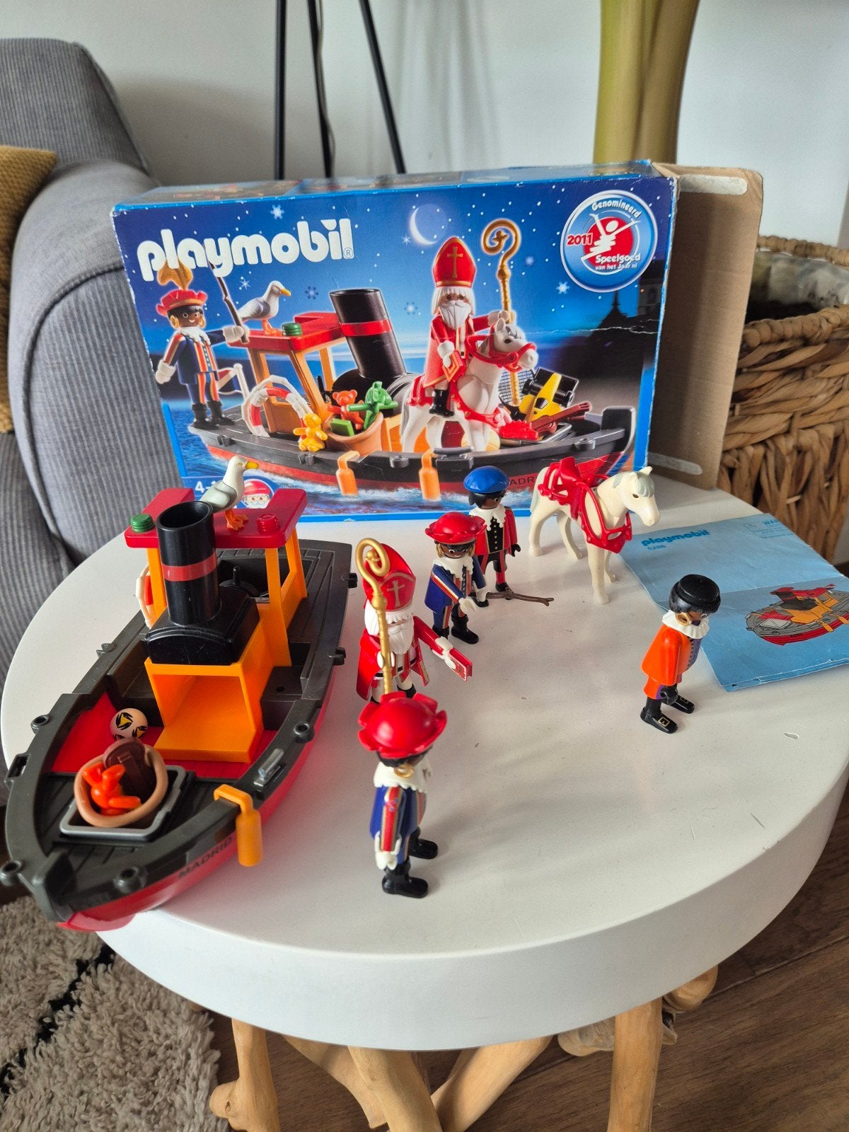 Playmobil Sinterklaas Stoomboot 5206 - Compleet met doos, Complete set, Ophalen of Verzenden, Zo goed als nieuw, Boot/Schip