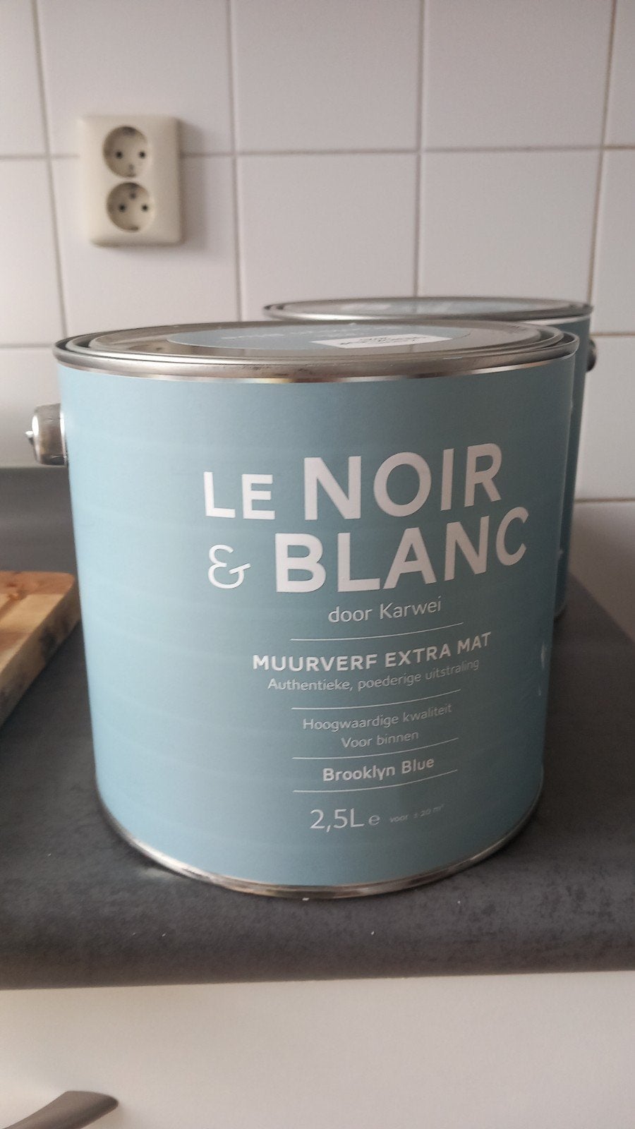 2x 2,5L Le NOIR & BLANC Muurverf Extra Mat Brooklyn Blue, Doe-het-zelf en Verbouw, Ophalen