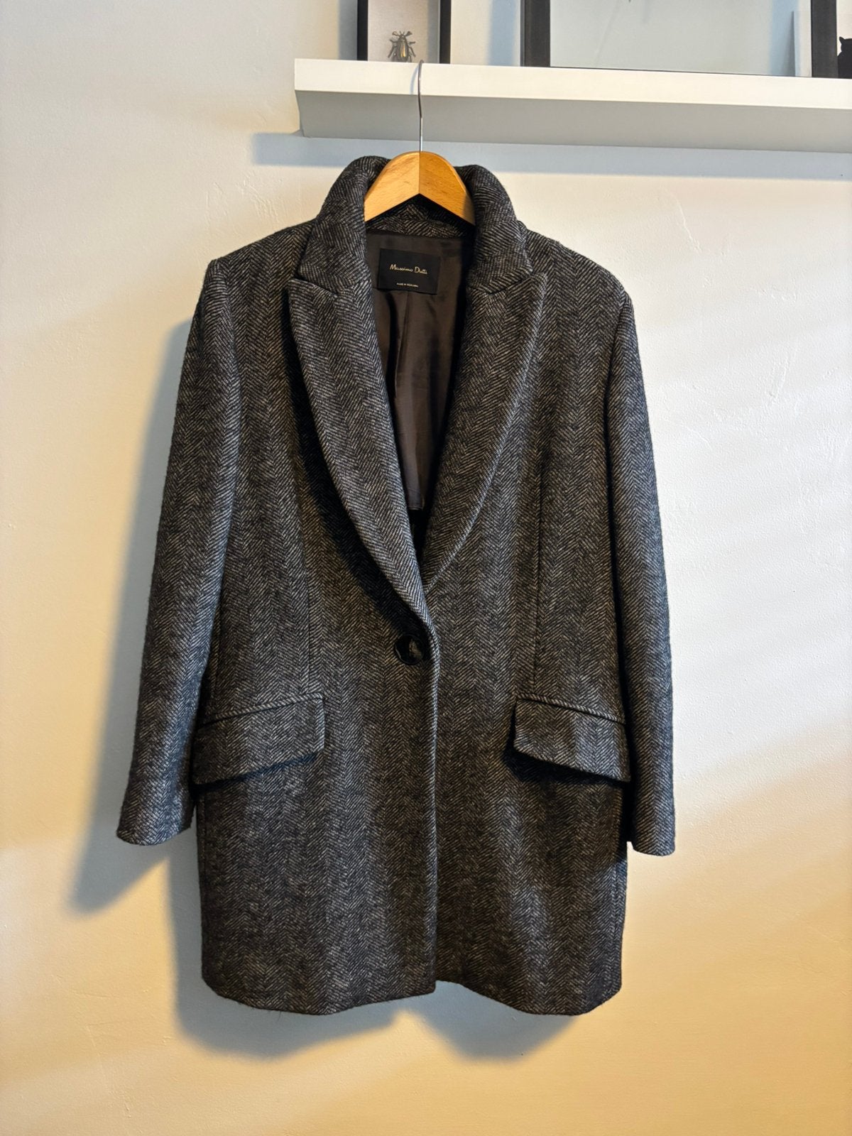 Massimo Dutti M visgraat herfst/winter jas, Ophalen of Verzenden, Zo goed als nieuw, Maat 38/40 (M), Meerkleurig