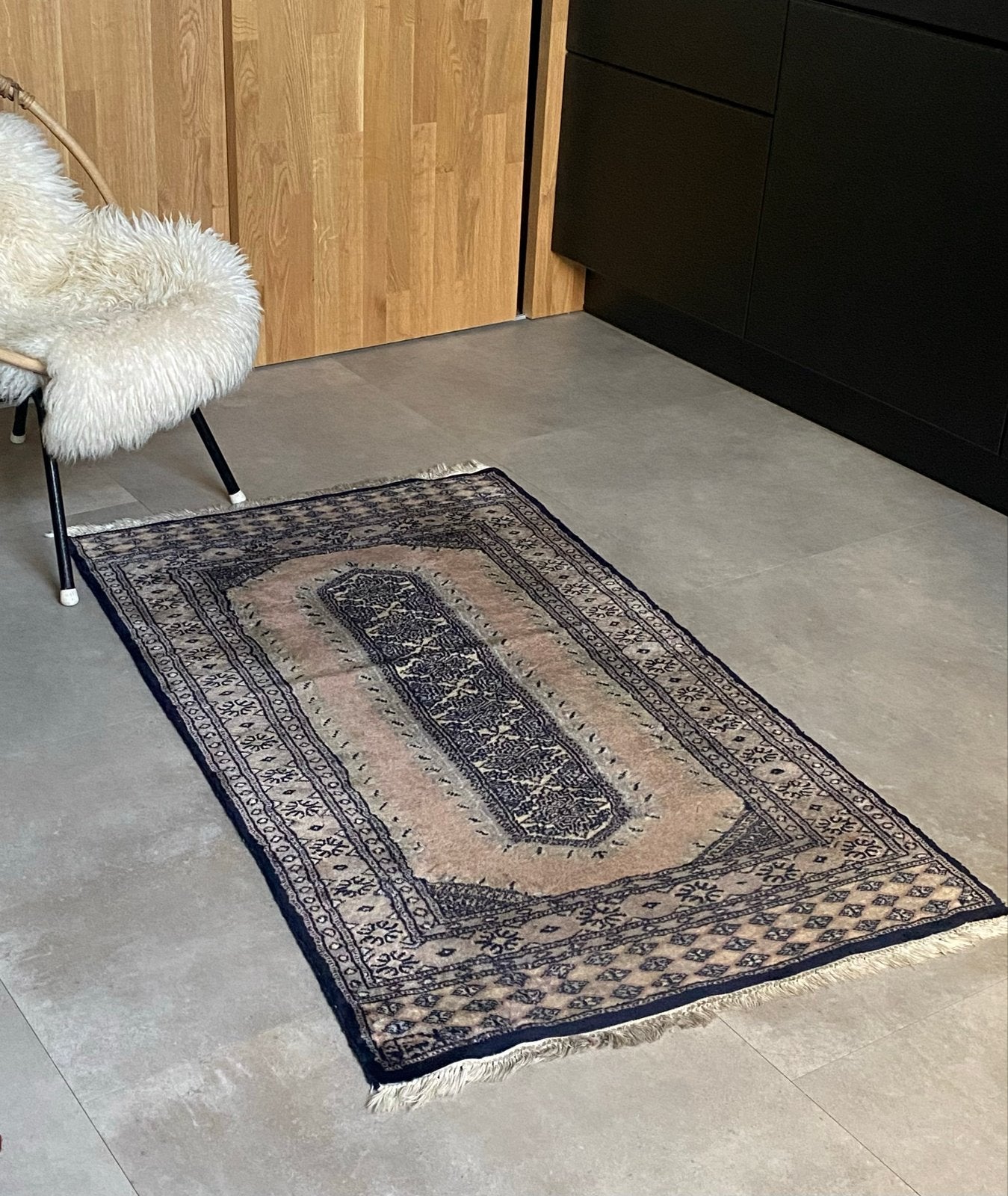 Vintage Perzisch tapijt - Handgeknoopt, 130x77 cm, 100 tot 150 cm, Blauw, Zo goed als nieuw, Rechthoekig