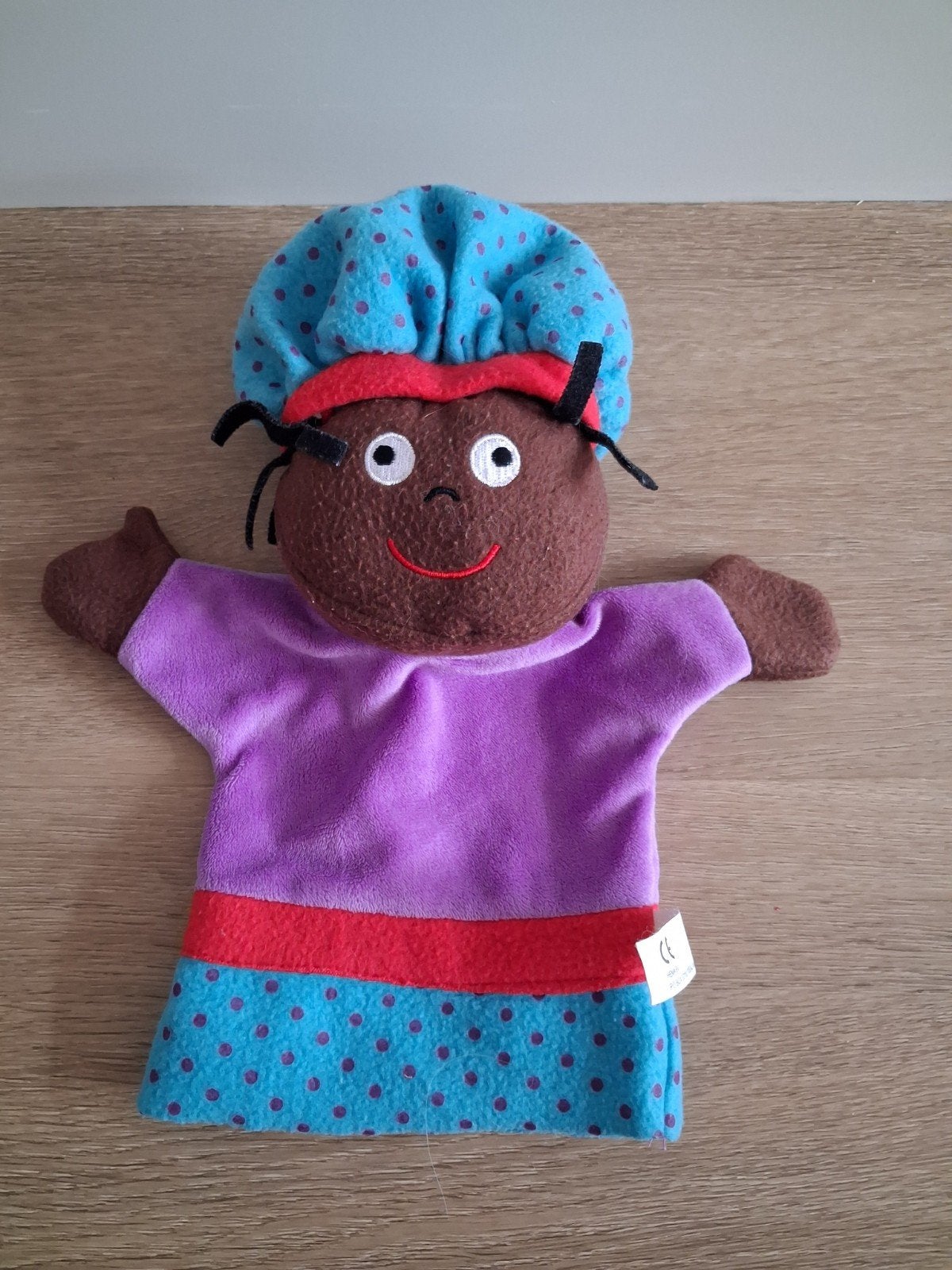 Knuffel handpop piet Hema paars blauw L128, Ophalen of Verzenden
