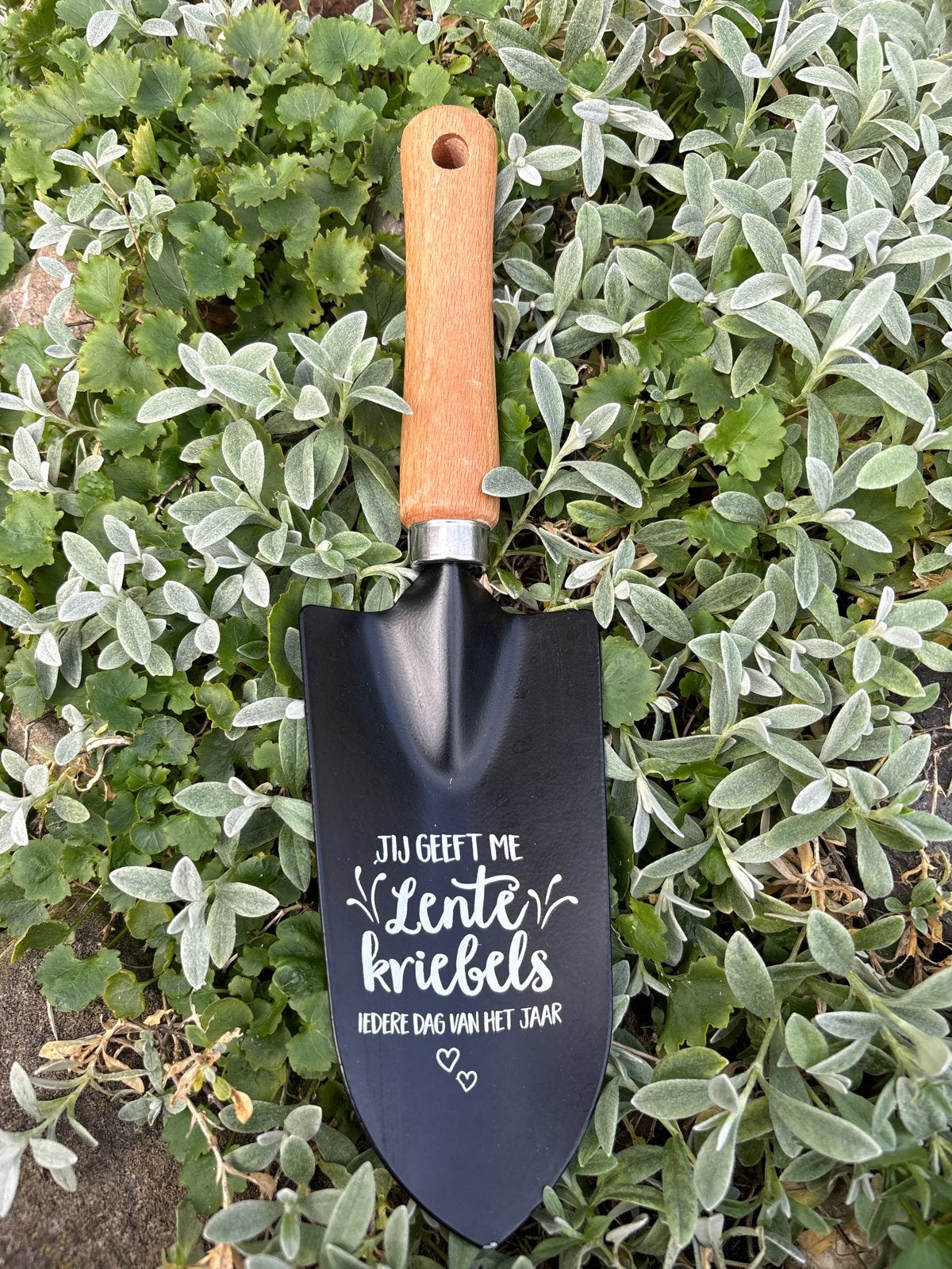 Tuinschepje met houten handvat en leuke tekst, Tuin en Terras, Ophalen of Verzenden, Nieuw, Schop