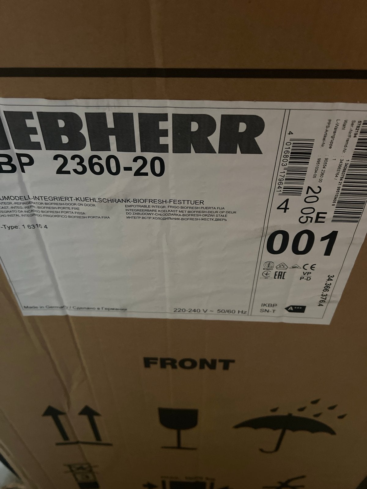Liebherr KBP 2360-20 Inbouw Koelkast BioFresh Nieuw, Ophalen, 150 tot 200 liter, Zonder vriesvak, 120 tot 140 cm