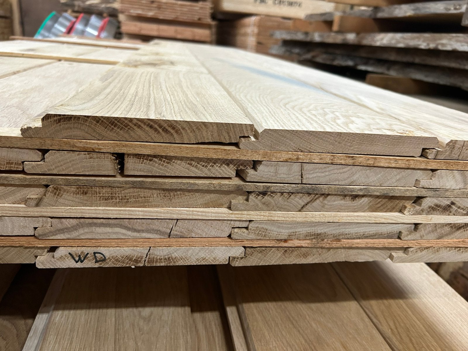 Eiken shiplap WD 18x110mm wb 400cm visbek halfhout rustiek, Ophalen, Nieuw, 250 cm of meer, Planken