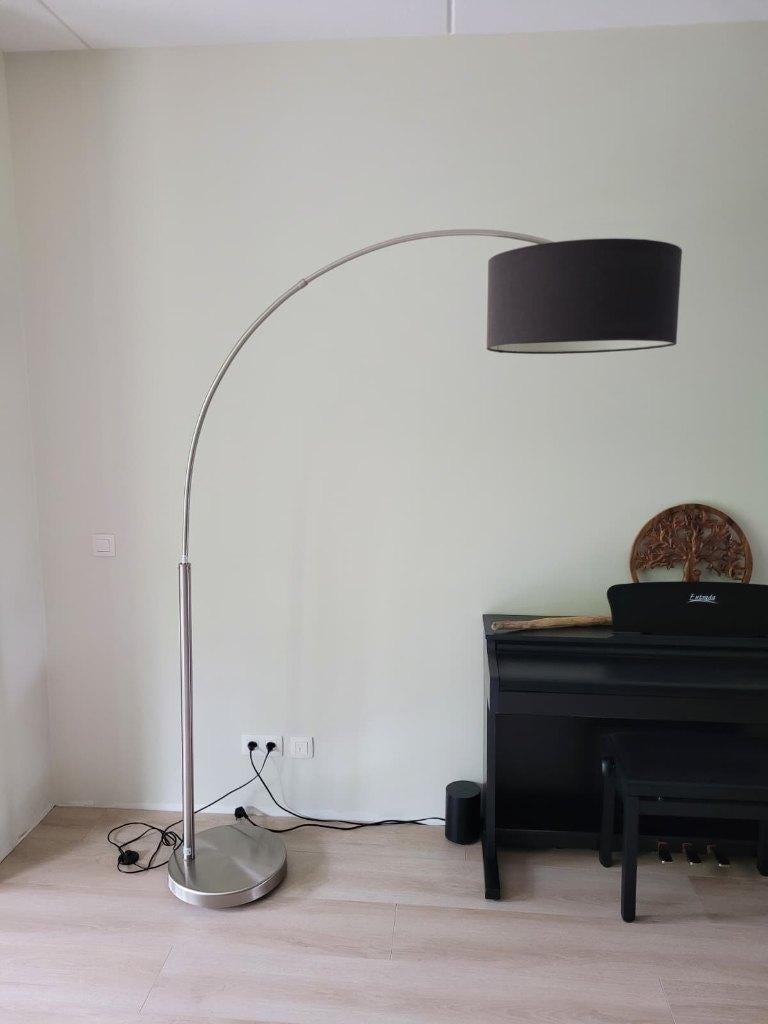 Verstelbare booglamp met stoffen kap, Ophalen, Gebruikt, Metaal, 200 cm of meer