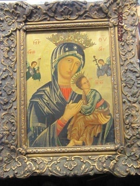 Mooi Relgieus Maria/Jezus engelen portretje mooi oud lijstje, Ophalen