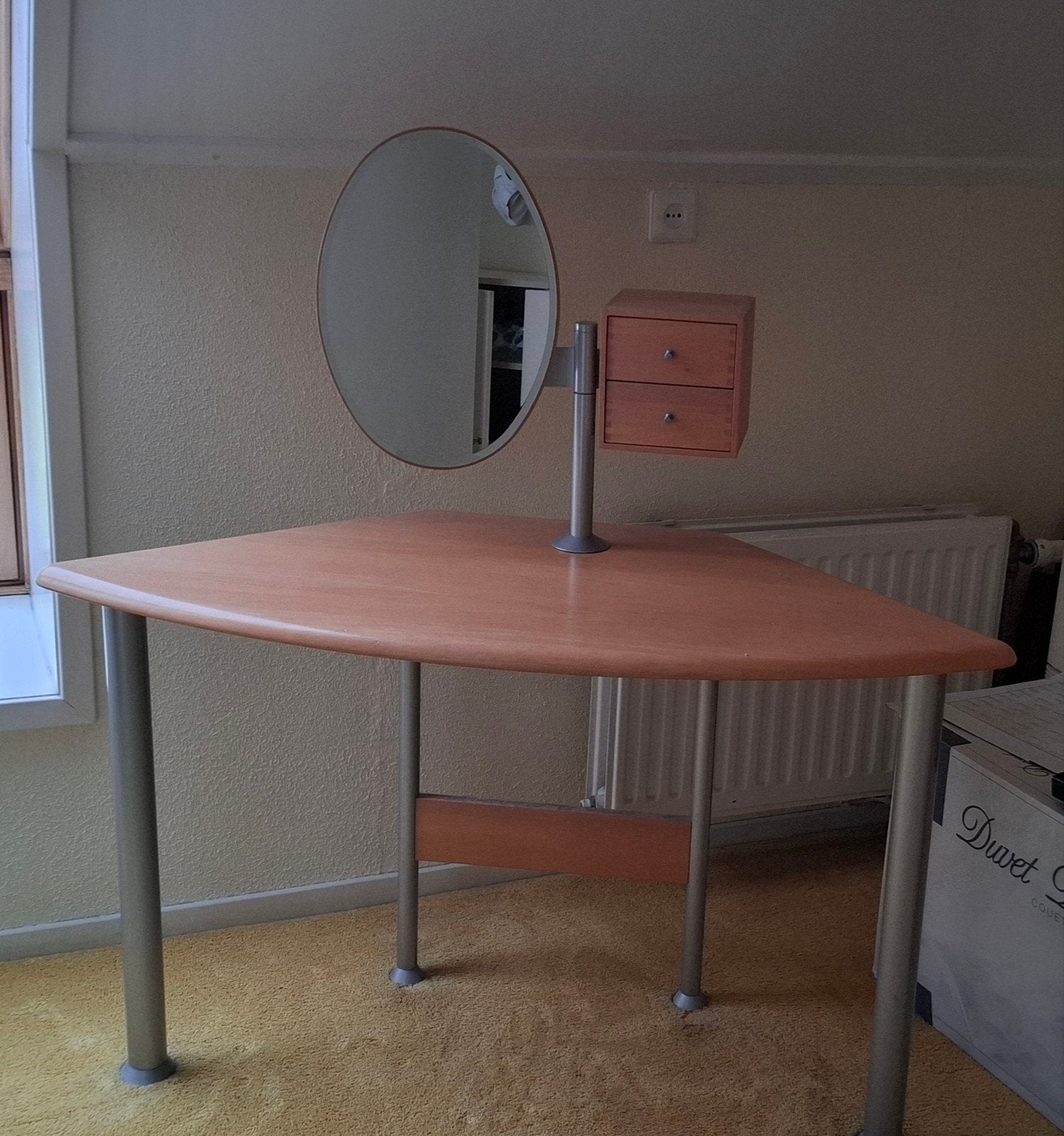 Houten kaptafel met spiegel en lades Hulsta, Ophalen, Gebruikt, 100 tot 150 cm, 100 tot 150 cm