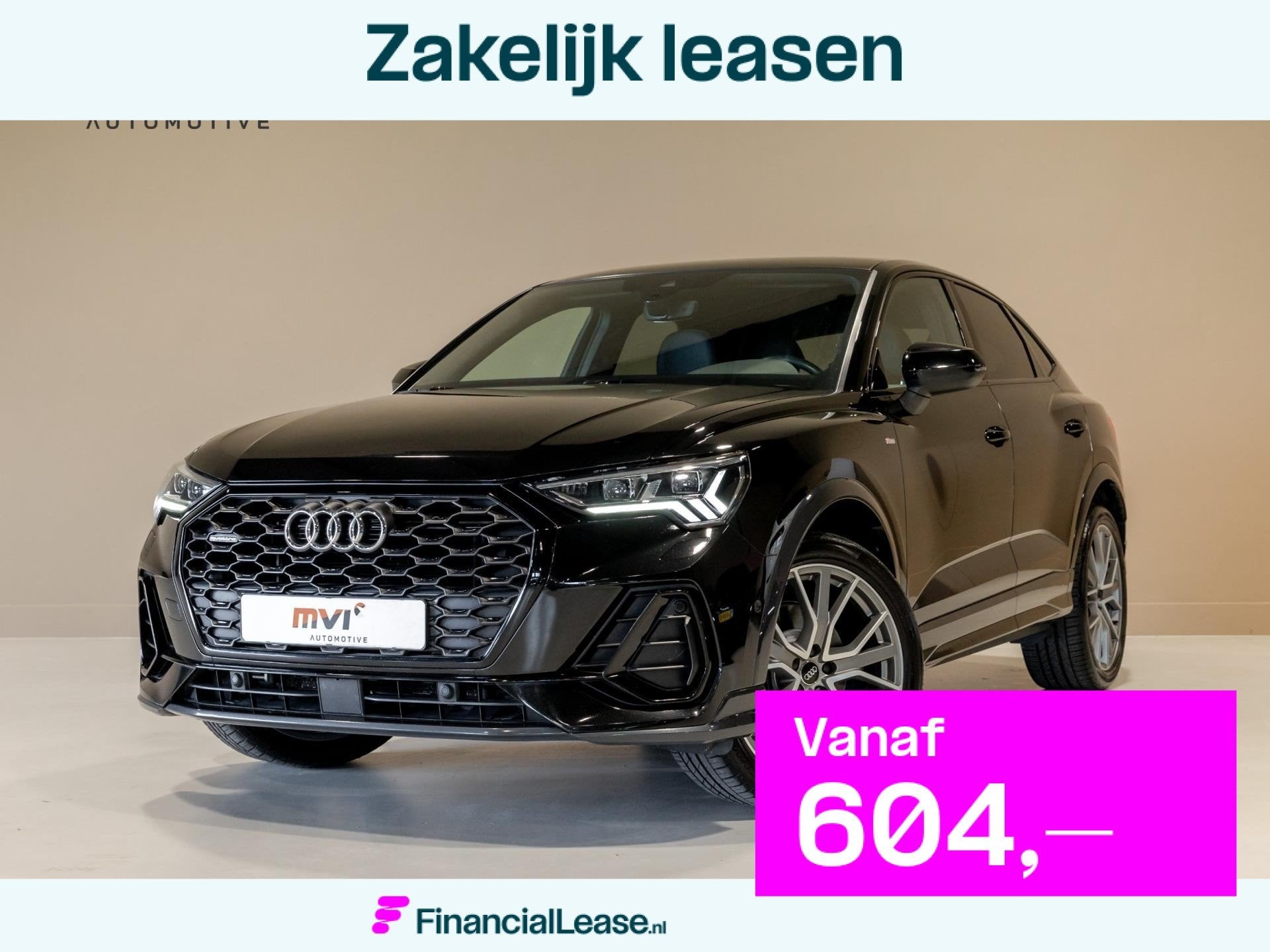 Audi Q3 Sportback 45 TFSI quattro 2x S-Line / 230pk / Panora, Gebruikt, 4 cilinders, Zwart, Bedrijf