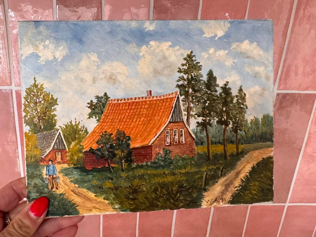 Schilderij bij de Gasketels, Enschede - W.H. Aberson 1970, Ophalen of Verzenden