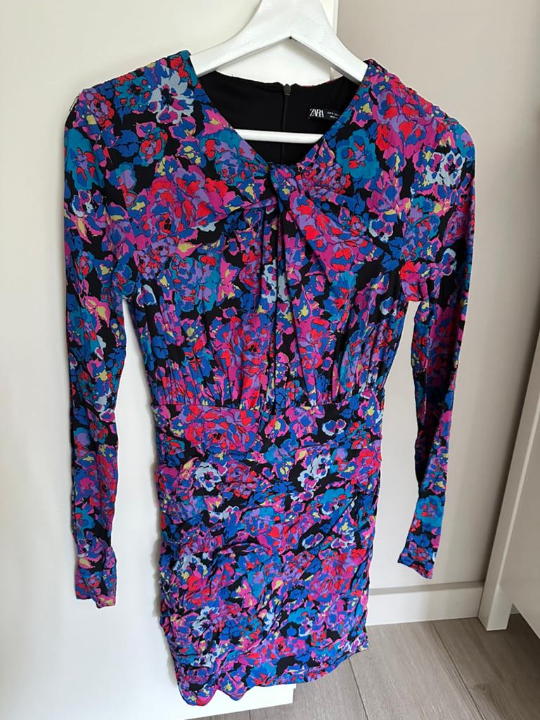 Zara jurkje blauw roze maat S, Verzenden, Zo goed als nieuw, Maat 36 (S)