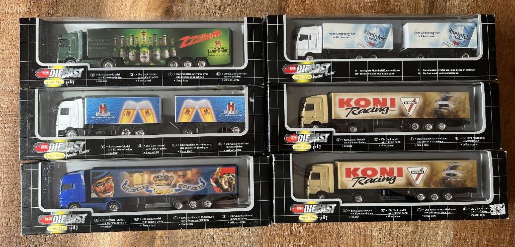 6 st. Dickie Diecast truck stop 1:87 (zijn 5 verschillende), Ophalen of Verzenden, Nieuw, Bus of Vrachtwagen, Overige merken