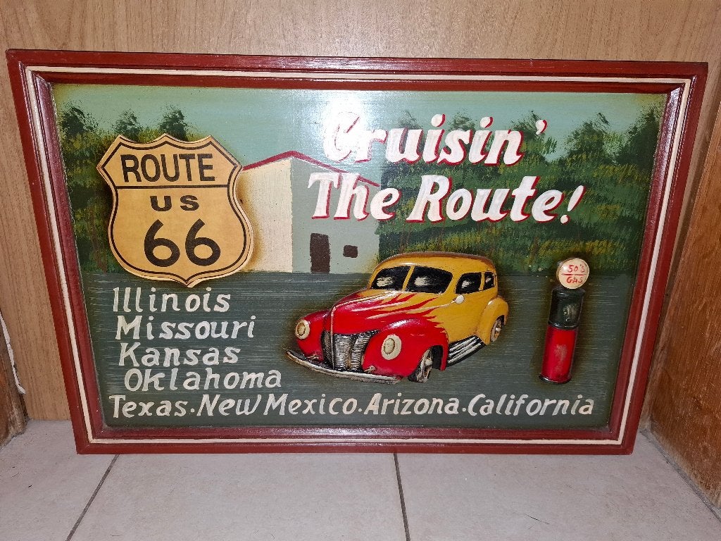houten Amerikaans pubbord Route 66, Hout, Meerkleurig, 60 cm, Overige stijlen