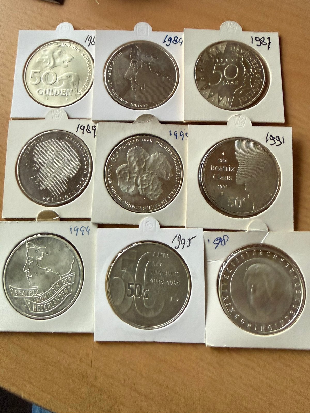 Serie 50 gulden munten, Postzegels en Munten, Setje, Koningin Beatrix, Zilver, Ophalen of Verzenden
