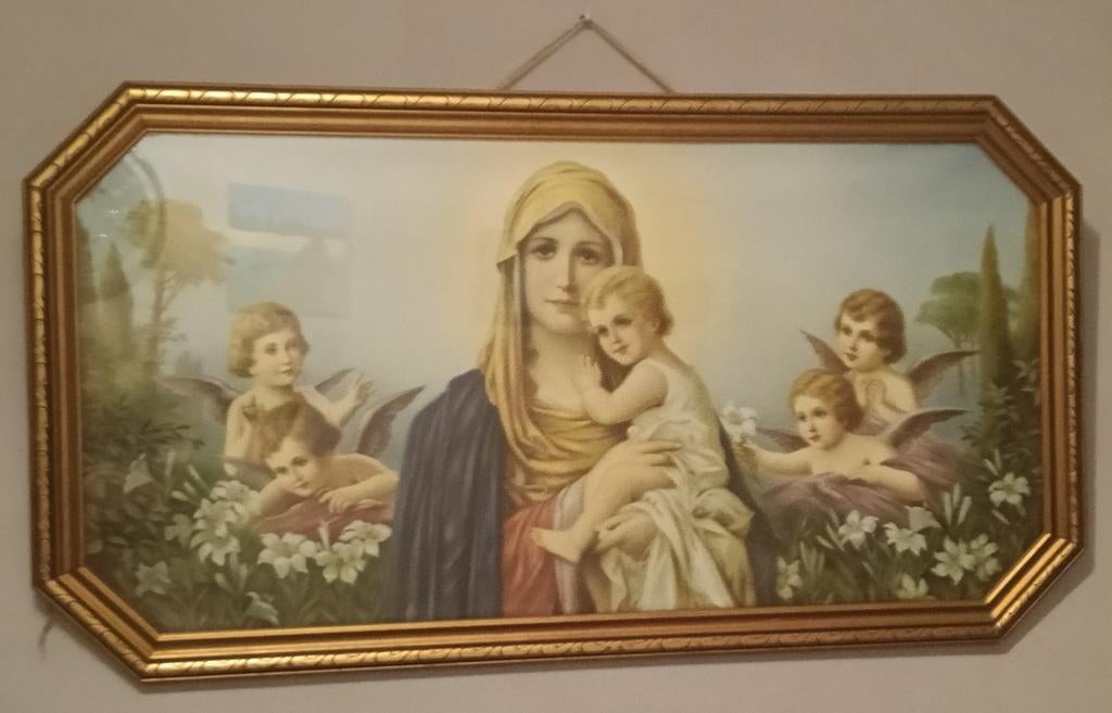 Oud schilderij: Madonna met kind en engelen, Antiek en Kunst, Kunst | Schilderijen | Klassiek, Ophalen